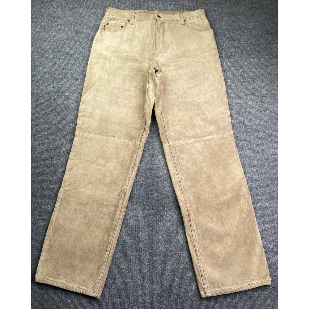 Skotts Suede Leather Pants Men's 32 Tan Washable Straight Leg Made in Canada